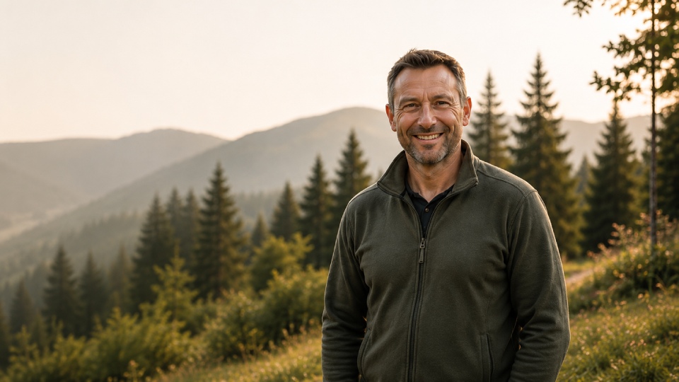 Lächelnder Mann in der Natur